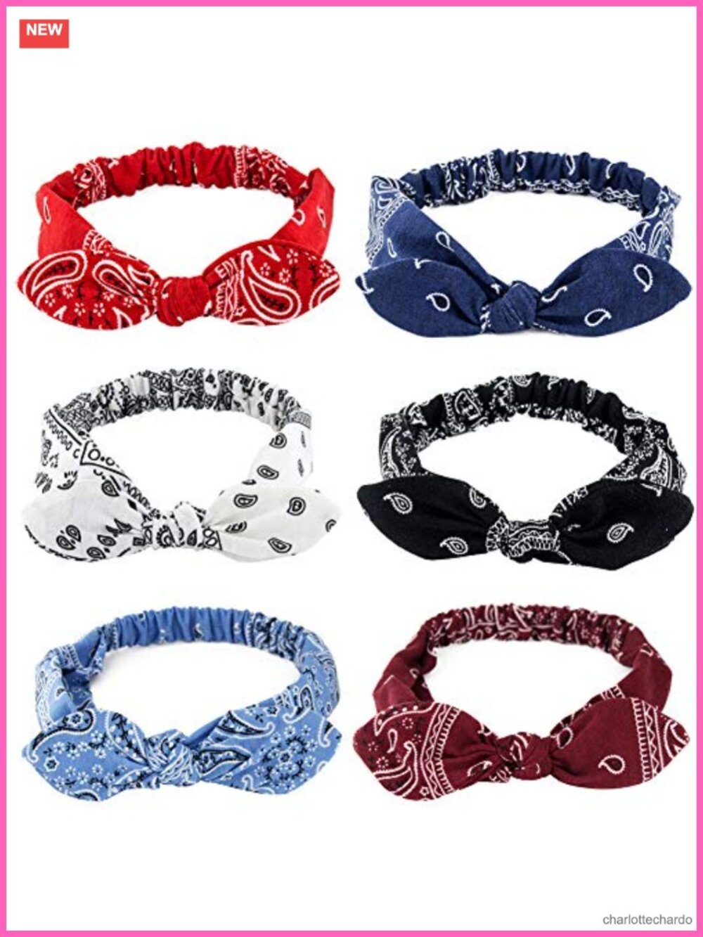 Elastic Paisley Bandana Knot Headbands Rabbit Ear Bow Turban Hair Wraps